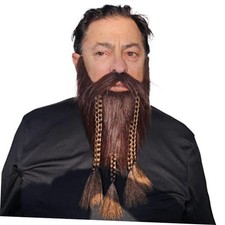Realistic Self Adhesive Fake Viking Beard Professionally Pre-Styled Brown