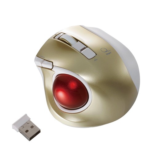 Digio2 Q Small Trackball 2.4GHz Wireless Mouse Quiet 5 Buttons Gold 48360