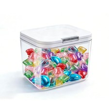 Laundry Pods Container with Lid,Laundry Room Storage Holder One-Click Pop-Up ...