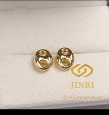 Solid 18k Gold Lucky Charm Earrings Daily Wea...