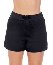 island Escape Womens Plus Size 4" Beach Board Shorts J770099 Black 18W