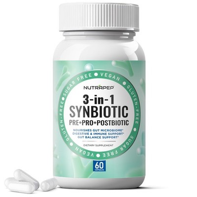 NutraPep Synbiotics Probiotic Prebiotic Postbiotic - Daily Gut Health Support