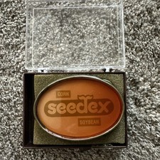 RARE Vintage Seedex Belt Buckle Corn & Soybeans