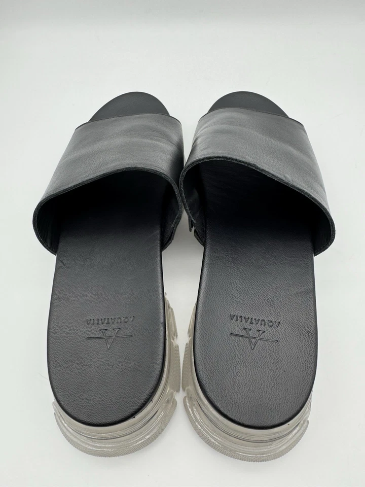 Sandalias Aquatalia de cuero negras sin cordones, suelas transparentes para mujer talla 7 EE. UU. Foto 4 de 4