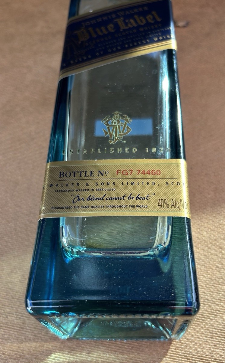 Johnnie Walker Blue Label Empty Bottle 1000 ml - 1 Liter w/ Cap