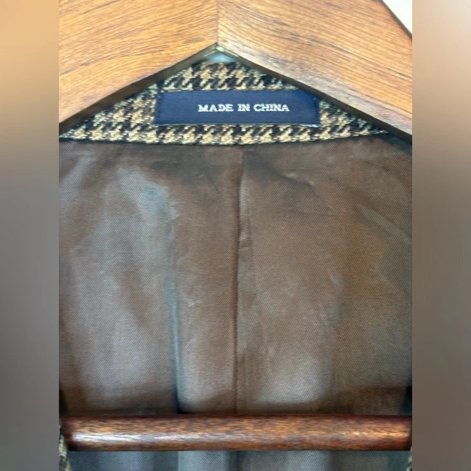 RALPH LAUREN Men's Cashmere Wool Blazer Houndstooth Brown Jacket Sport Coat 46R - Image 3 of 4