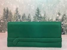 emerald satin clutch Vintage Emerald Green Satin Evening Bag with Gold Chain Strap and Inner Coin Purse — listing 6
