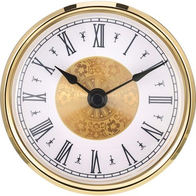 3-1/8 Inch (80 mm) Mini Quartz Clock Insert Round Clocks Small, Gold