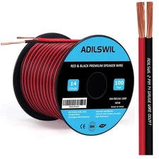 14AWG 100FT Speaker Wire, 2 Conductors Electrical Red Black Cable Hookup LED ...