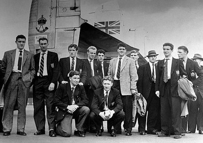 Manchester United embark on a trip aboard a Royal Navy plane prior- Old Photo