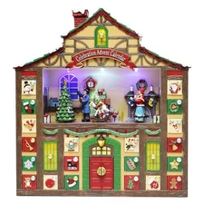 Christmas Decor Animated Advent Calendar House, Tabletop Decor with LED Light...