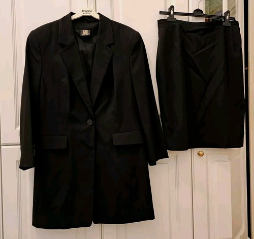 Kostüm MADELEINE elegantes Kostüm Jacke Long Blazer Rock Gr 42 schwarz