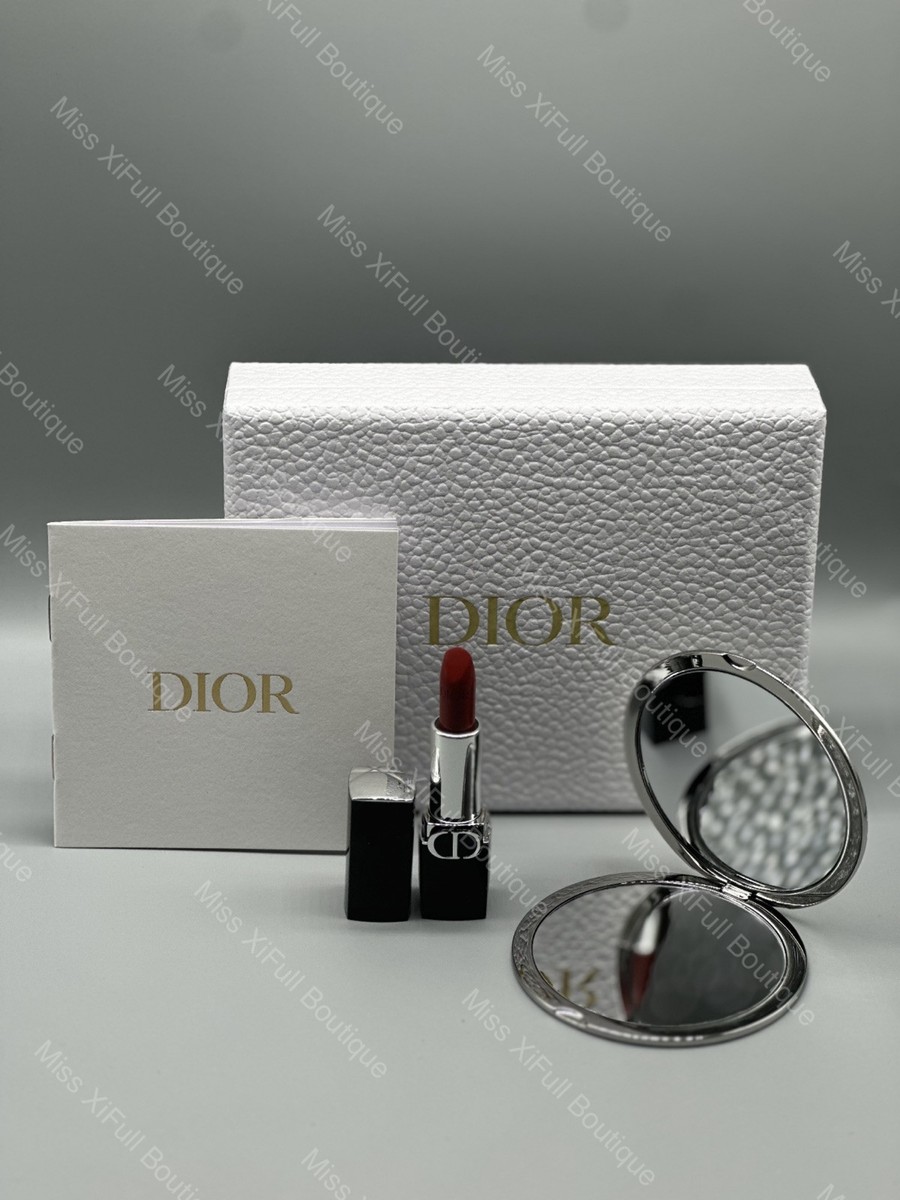 Dior Silver Pocket Mirror - Rouge Dior 720 Lipstick Gift Box | eBay UK
