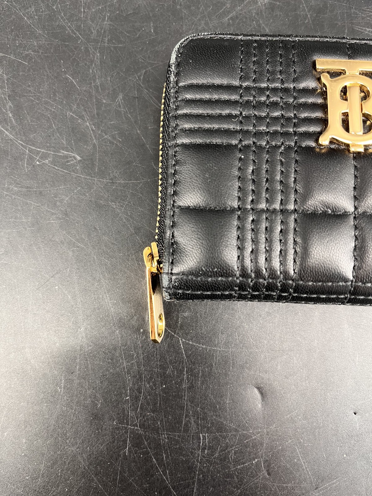 Burberry Lola Zip Around Wallet Black Quilted Leather TB Monogram Box Dust Bag image 6