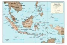 Indonesia Physical Geography Geographic Physiographic Map Country Nation Print