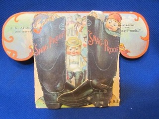 VINTAGE ANTIQUE ADVERTISING CARD LAMBERTVILLE RUBBER CO. N.J. SNAG PROOF BOOTS
