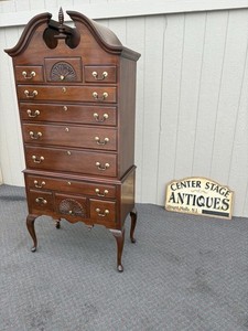 67439  Solid Mahogany Queen Anne Highboy Dresser