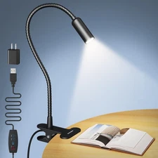 Clip on Light: 10 Brightness Levels from 20 to 180LM LED Reading Light with C...