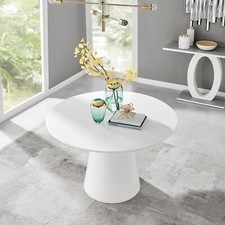 PALMA White High Gloss Round Pedestal Pillar Kitchen Dining Table