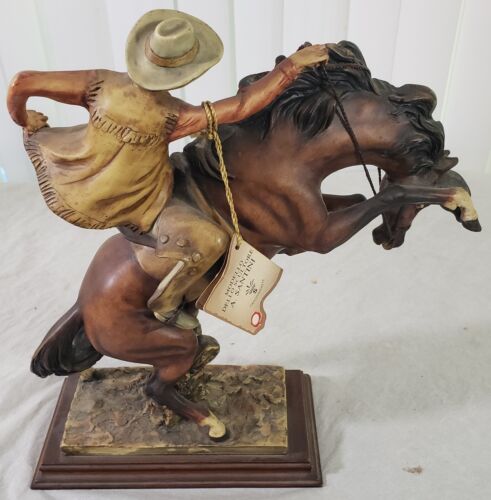 Cavallo Cowboy Dipinto a Mano Stile Capodimonte Firmato A.Santini scultura - Foto 2 di 15