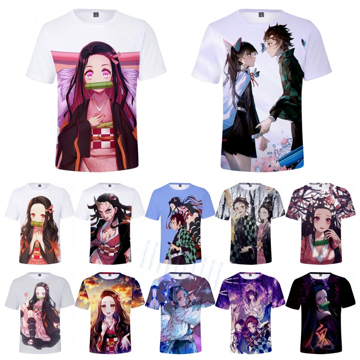 Demon Slayer Kamado Nezuko T-shirt Kimetsu No Yaiba Kochou Shinobu Tee Tops  | eBay