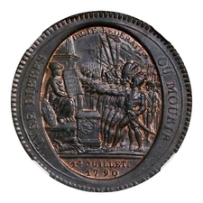 NGC AU58 BN France 5 Sols 1792 Birmingham Soho French Revolution Coinage LL