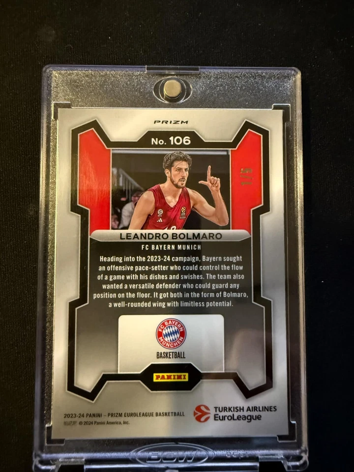 2023-24 Panini Prizm Turkish Airlines EuroLeague Leandro Bolmaro Black Gold 1/5 - Image 2 of 2