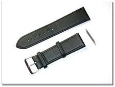 klassik echt Leder Uhrenarmband Schwarz Seidenmatt 22mm Breit silb. Schliess1022