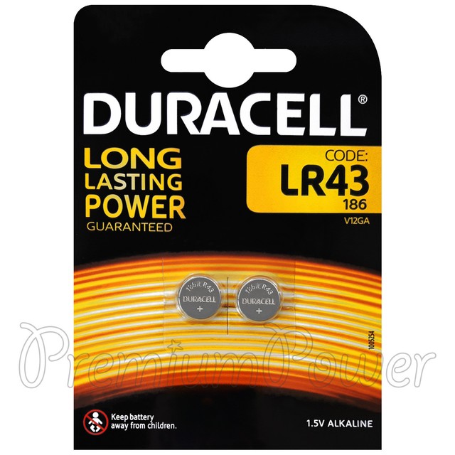 2 X Duracell Lr43 Battery Alkaline 1.5v Coin Cell Button Batteries Ag12
