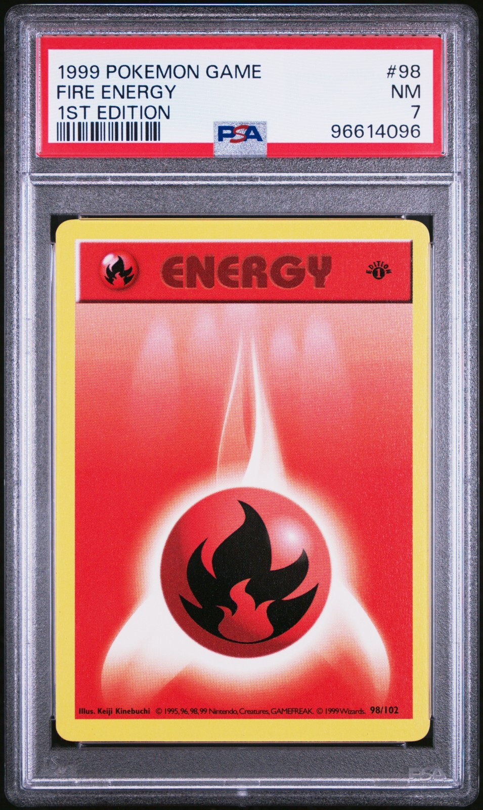 PSA 7 Fire Energy 98/102 1st Edition Base Set 1999 Pokemon Card