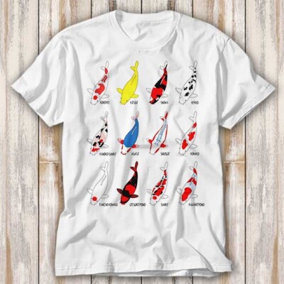Koi Fisch Familienname Liste Karpfen T-Shirt Erwachsene Oberteil Tee Unisex 3924