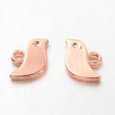 Bird Charms Rose Gold Aviary Pendants Animal Jewelry Findings Supplies 11mm 6pcs