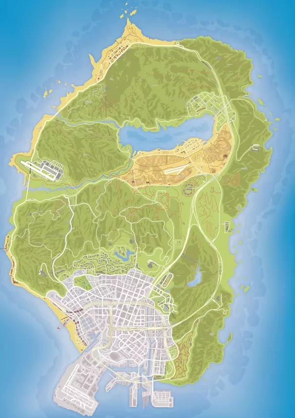 Grand Theft Auto V Gta 5 Los Santos Map Poster Only . No Game