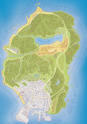 MAPA MĚSTA LOS SANTOS HRABSTVÍ BLAINE GTA V PS3 za 57 Kč - Allegro