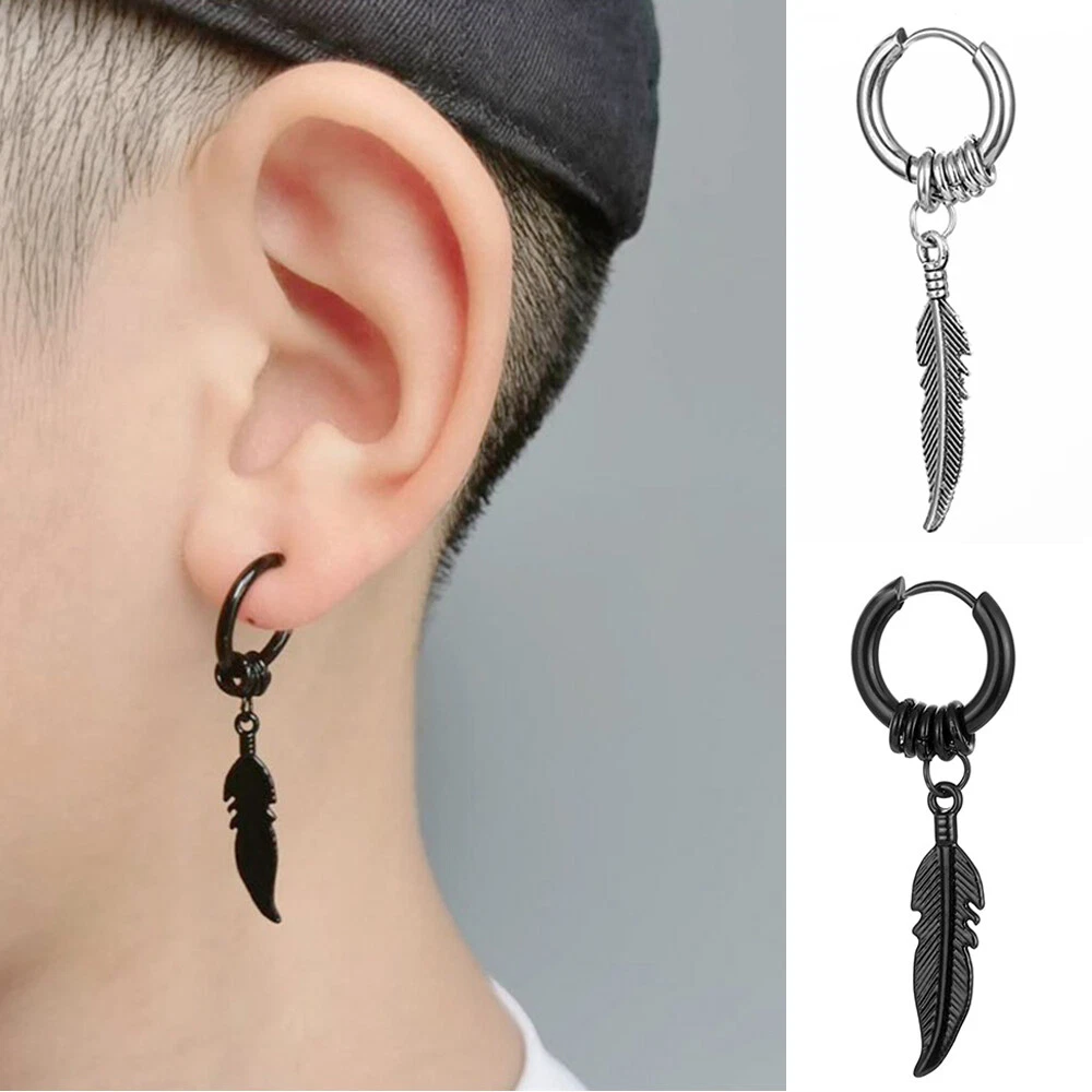 Feather store earring mens