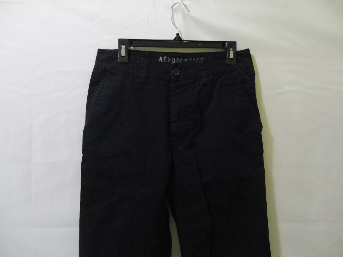 Aeropostale Men's Black Khakis Chinos 100% Cotton Uniform Pants Size 32x34