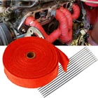 2" 50FT Roll Red Exhaust Wrap Manifold Header Pipe Heat Wrap Tape w/ 10 Ties Kit