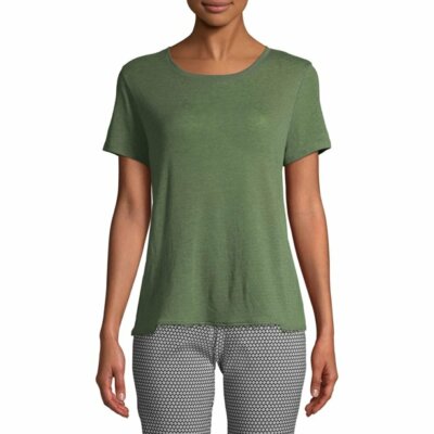 Time and Tru Pom Pom T-Shirt Women's Size Xs Olive Short Sleeve           --B1--