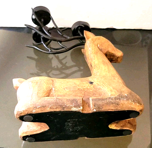 Wood Deer Reindeer Candle Holder Candelabra Tealight Vintage Large - Picture 11 of 11