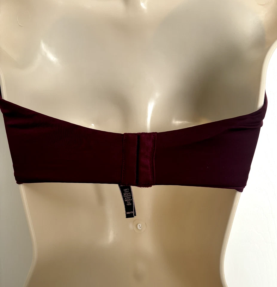 34DD VICTORIAS SECRET MUY SEXY SUJETADOR SIN TIRANTES Borgoña Púrpura Con Aros Push Up Foto 2 de 4