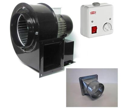 TURBO Radialventilator Radiallüfter 1950m³h + 5 A Drehzahlregler + 4-eck Flansch