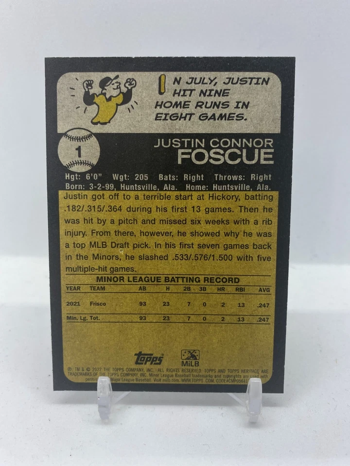 2022 Heritage Minor League base singles #1-220 *Free Shipping* - Image 2 of 2