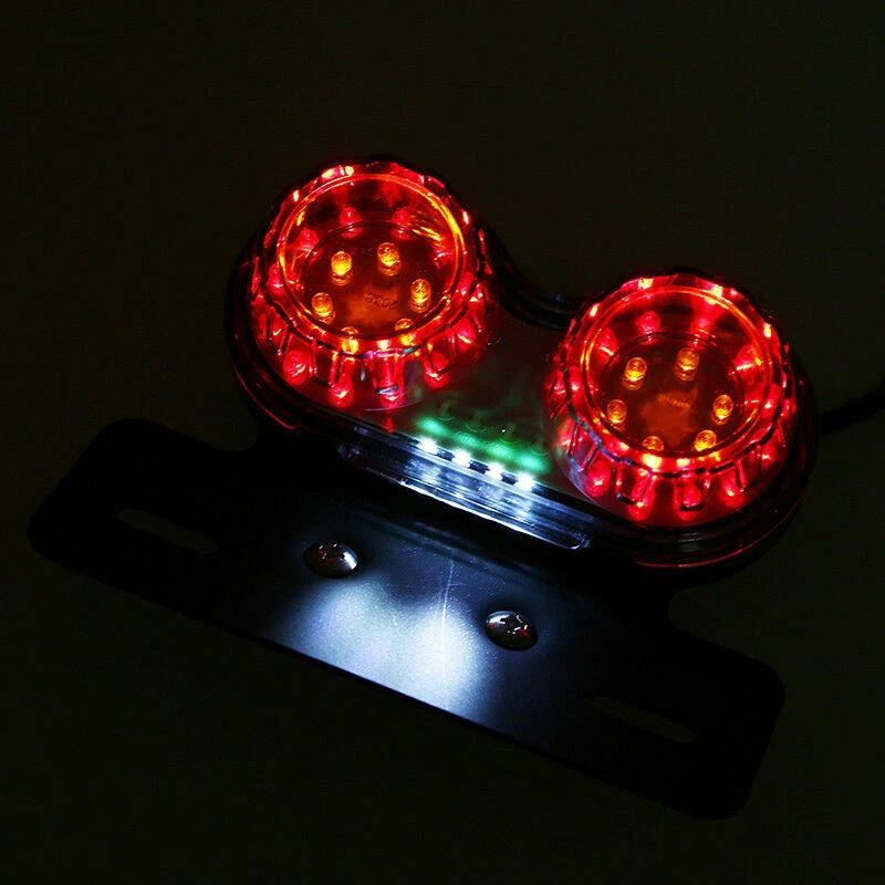 Luz LED doble cola integrada señal de giro freno matrícula motocicleta Foto 3 de 4