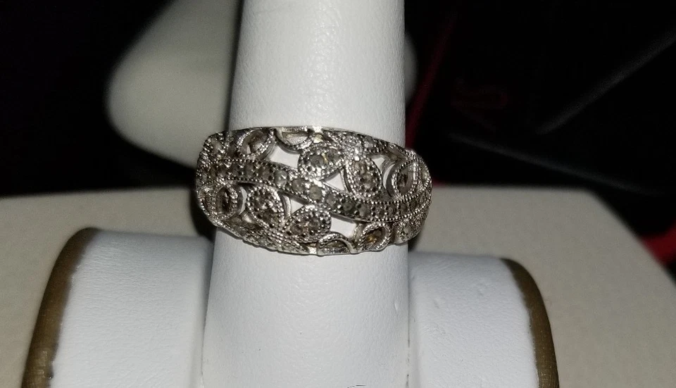 Anillo de filigrana Kay Jewelers plata esterlina diamante mariposa recortado pergamino EMA Foto 3 de 4