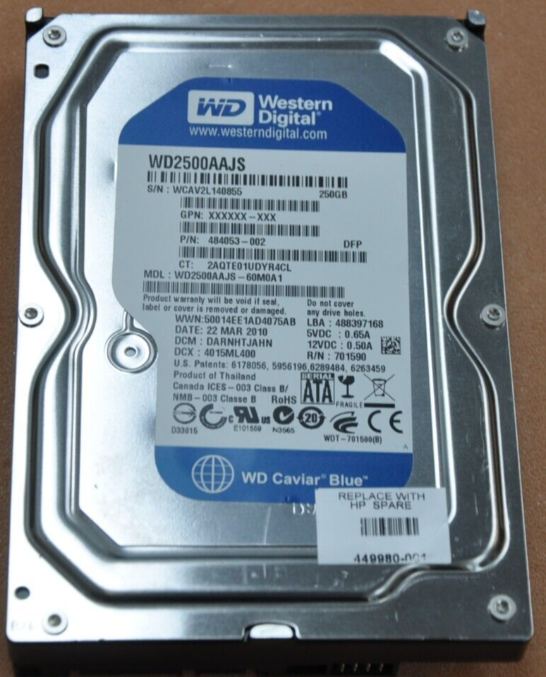 Western Digital Caviar Blue WD2500AAJS-60M0A1 250GB SATA II 7.2K 3.5