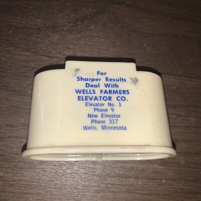 Vtg Wells Farmers Elevator co. Wells Minnesota Advertising Pencil Sharpener