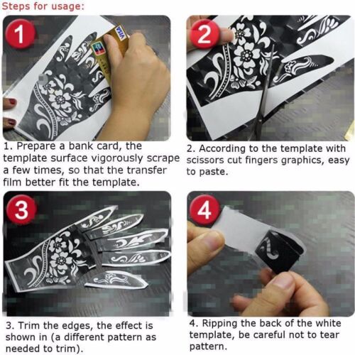 India coni henné kit stencil per tatuaggi temporanei per decalcomania body art braccio a mano - Foto 10 di 25