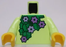 Lego Yellowish Green Minifig Torso Flowers Floral Arrangement Pattern