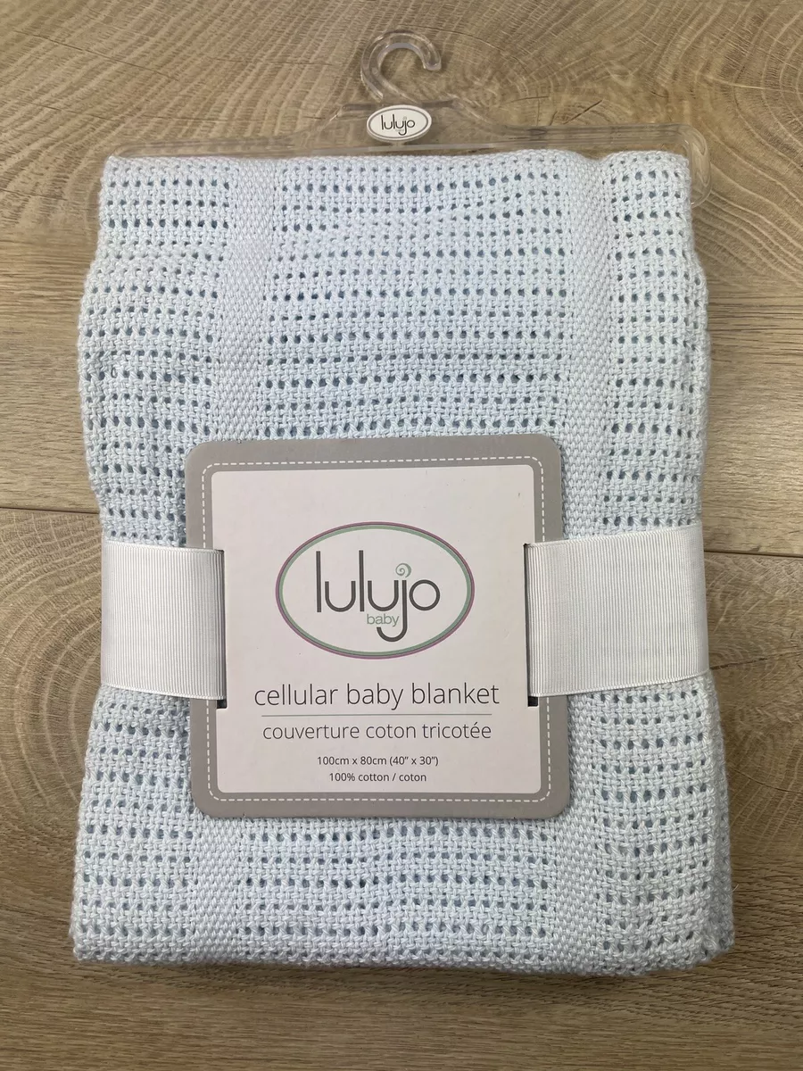 Lulujo 100 Cotton Baby Blue Cellular Poke Holes Squares Boy