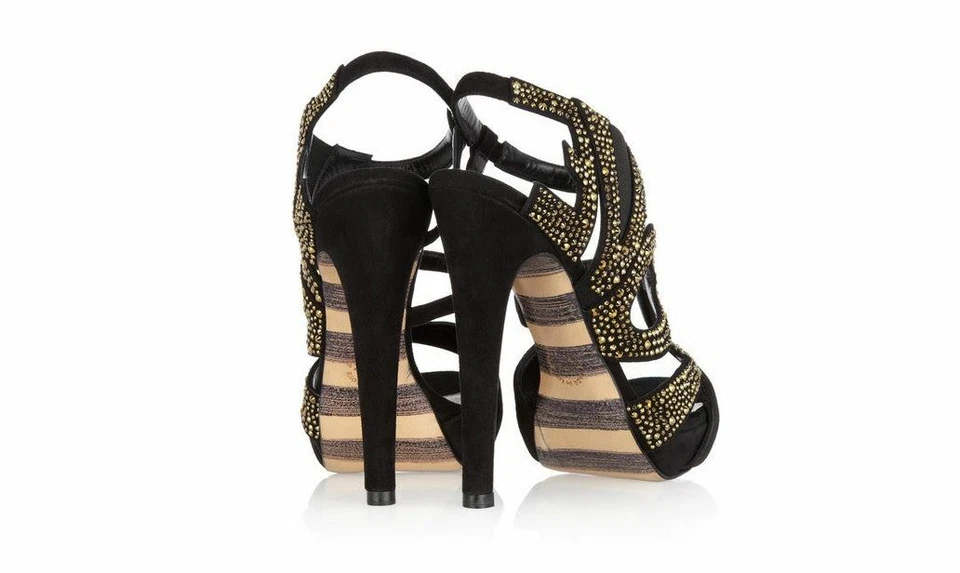 Новый - GEORGINA GOODMAN женщин 'LENA' черный замшевый каблук сандалии - США 7,5 / ЕС 38 - Изображение 4 из 4